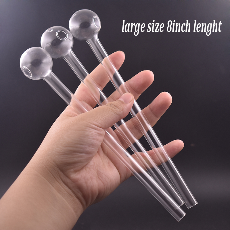 Big Size Great Pyrex Glass Oil Burner Pipe 20cm Lenght 30mm Ball Thick Glass Tube Tobacco Hand Smoking Pipe Cheapest