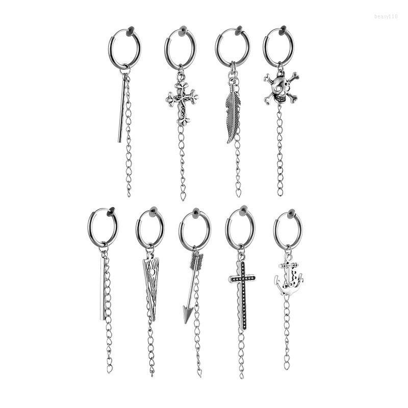 Backs Earrings 1 Piece Punk Geometric Dangle For Men Women Stainless Steel Gothic Rock Hinged Hoop Ear Clip Jewelry 
Backs Earrings 1 Piece Punk Geometric Dangle For Men Women Stainless Steel Gothic Rock Hinged Hoop Ear Clip Jewelry