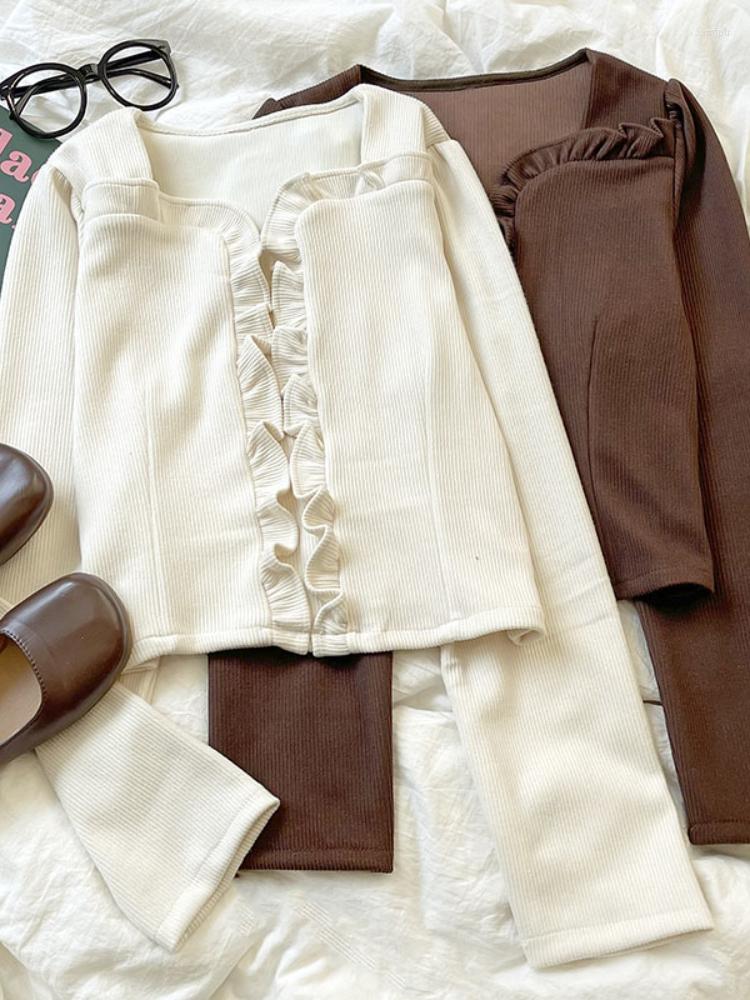 Women's Blouses Xgoth Gentle Retro Solid Shirt Girl Square Neck Pleated Wood Ear Edge Blouse Women Slim All-match Long Sleeved Elegant Crop, Coffee
Women's Blouses Xgoth Gentle Retro Solid Shirt Girl Square Neck Pleated Wood Ear Edge Blouse Women Slim All-match Long Sleeved Elegant Crop, Coffee