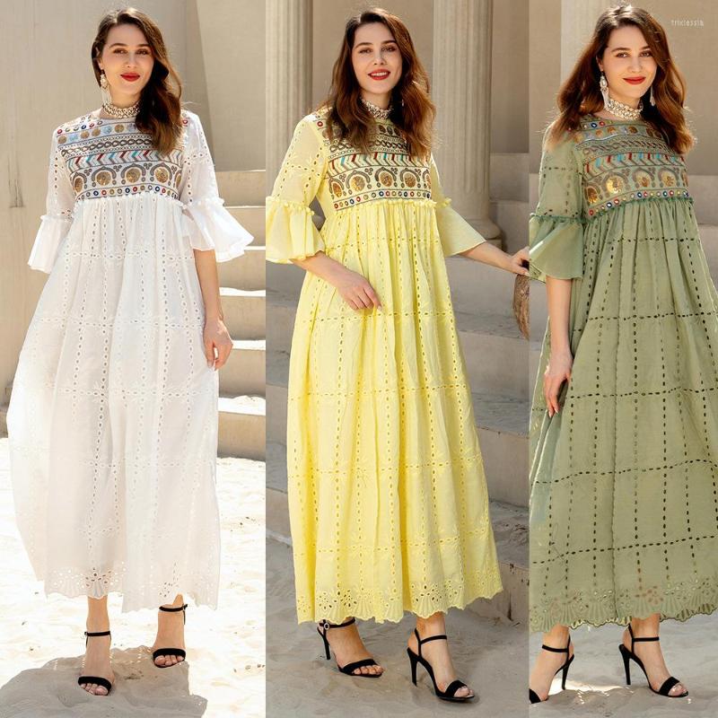Ethnic Clothing Abayas For Women Dubai Maxi Dresses Muslim Fashion Ramadan Lantern Sleeves Round Neck Loose Arabian Sequin Embroidered Dress
Ethnic Clothing Abayas For Women Dubai Maxi Dresses Muslim Fashion Ramadan Lantern Sleeves Round Neck Loose Arabian Sequin Embroidered Dress