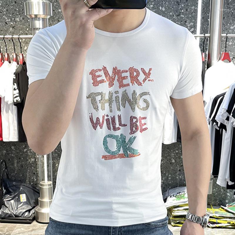Men's T Shirts White Men's Color Letter Drill Short Sleeve T-shirt Tide Brand Large Size Top Youth Fashion Versatile Round Neck Tees, Black
Men's T Shirts White Men's Color Letter Drill Short Sleeve T-shirt Tide Brand Large Size Top Youth Fashion Versatile Round Neck Tees, Black