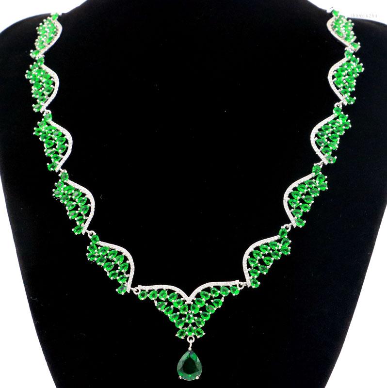 Chains 38x35mm Deluxe Created 27g Green Emerald Tanzanite CZ Wedding Woman's Gift Silver Necklace 18-20inch
Chains 38x35mm Deluxe Created 27g Green Emerald Tanzanite CZ Wedding Woman's Gift Silver Necklace 18-20inch