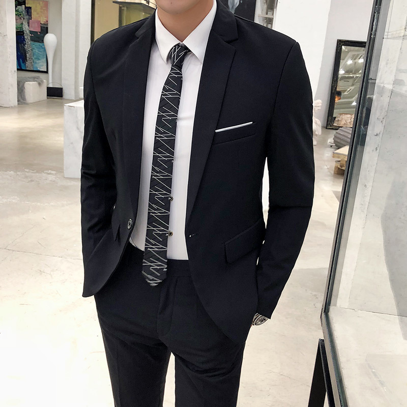 Men's Suits Blazers Jacket Pants Fashion Boutique Solid Color Casual Business Mens Suit Groom Wedding Men Formal Social Suit Blazer 2 Pcs Set 230