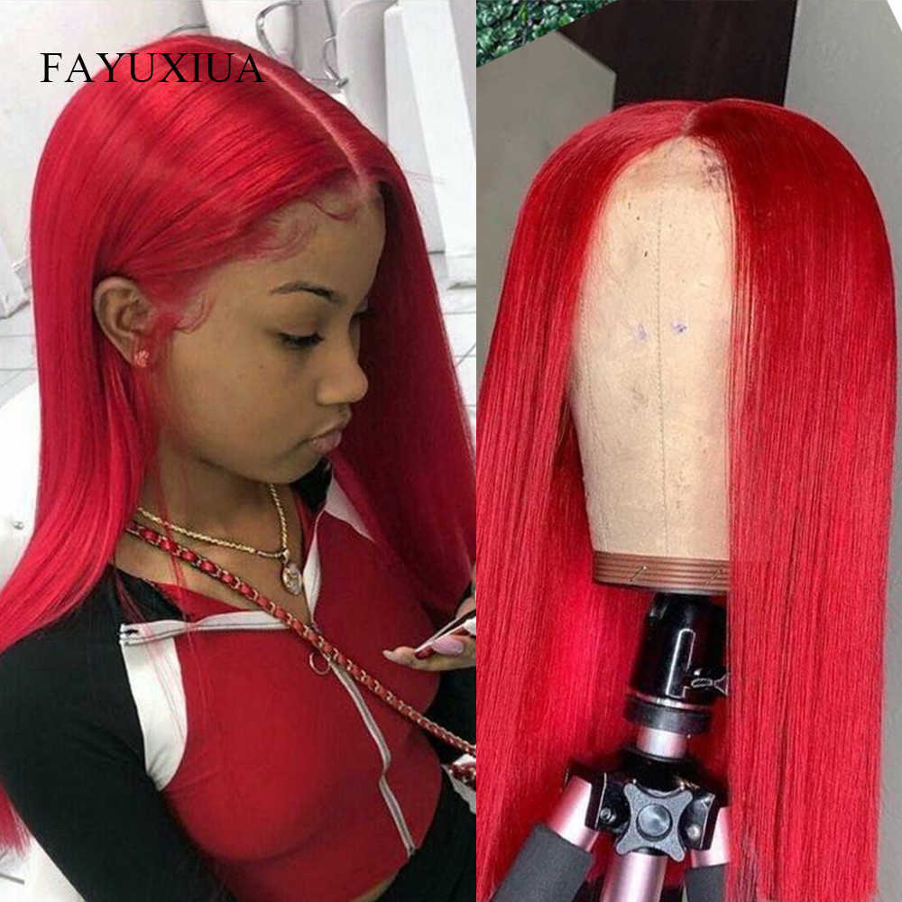 Synthetic Wigs Straight Lace Front Wig Synthetic 13x4x1 Frontal Pre Plucked Baby Hair Long t Part Red 230227 Hair Wigs