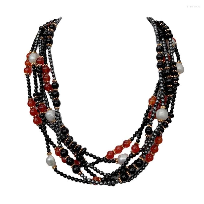 Choker Y.YING 6 Rows Cultured White Rice Pearl Black Onyx Red Agate Hematite Necklace
Choker Y.YING 6 Rows Cultured White Rice Pearl Black Onyx Red Agate Hematite Necklace