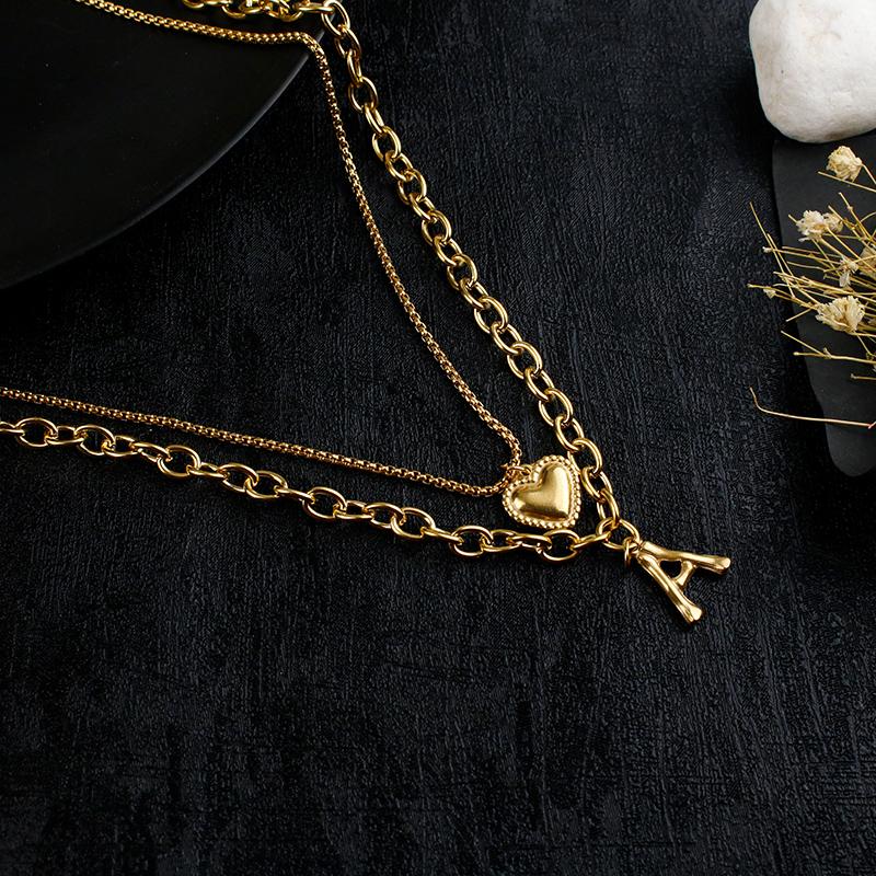 Chains Layered Necklace Stainless Steel Initial Name Gold A-Z Letter Heart Pendant Couple Man Girl Jewelry Gift
Chains Layered Necklace Stainless Steel Initial Name Gold A-Z Letter Heart Pendant Couple Man Girl Jewelry Gift