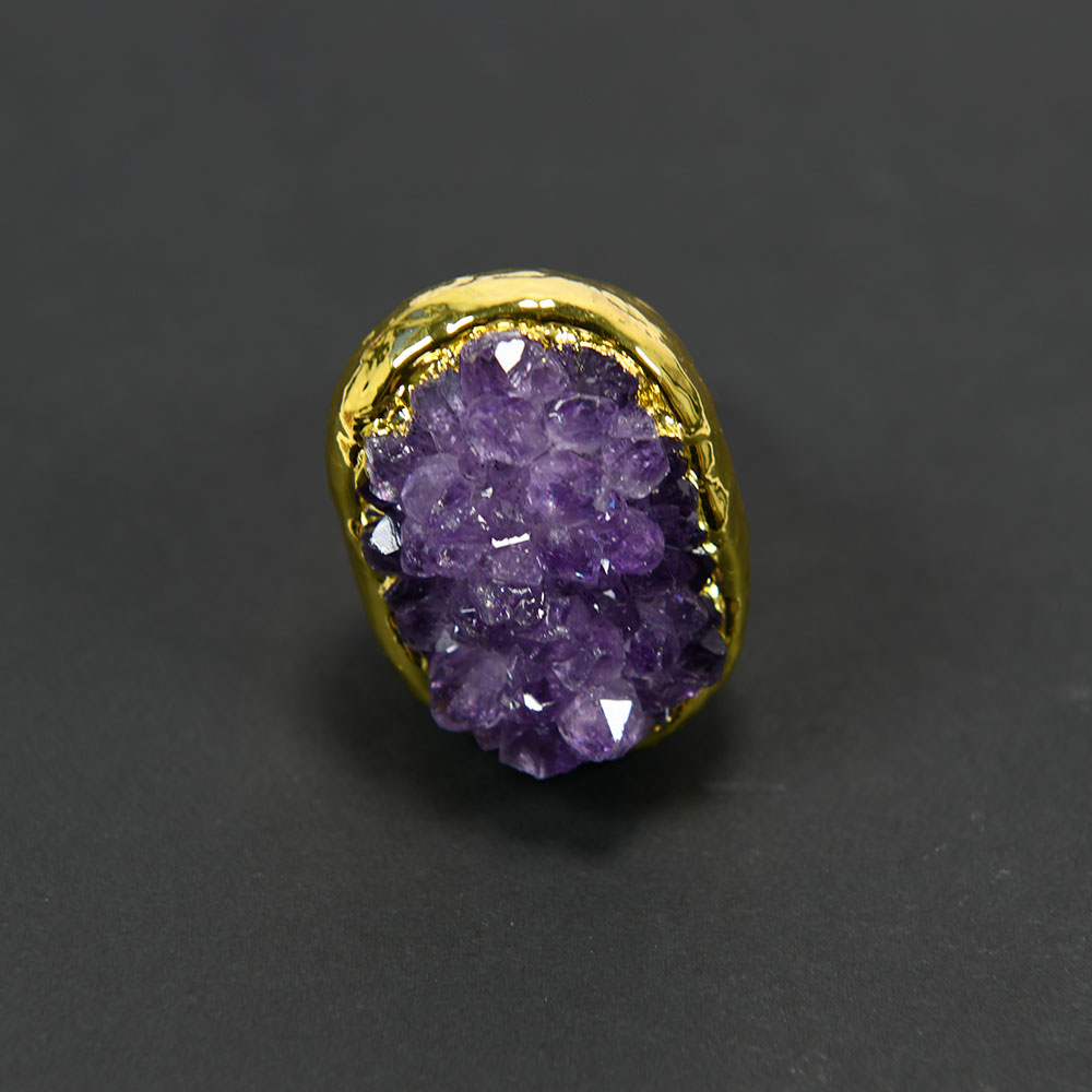 Natural Amethsyt Druzy Rough Cluster Freedom Shape Gold color Electroplated Ring Adjustable Lady Simple Gifts
Natural Amethsyt Druzy Rough Cluster Freedom Shape Gold color Electroplated Ring Adjustable Lady Simple Gifts