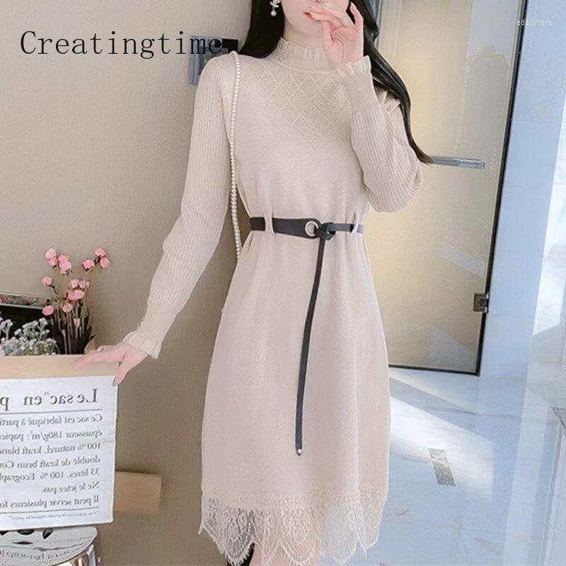 Casual Dresses Elegant Lace Patchwork Dress For Women's Spring Autumn 2023 Fashion Knitted Inside Loose High Waist With Belt 1A490, Black
Casual Dresses Elegant Lace Patchwork Dress For Women's Spring Autumn 2023 Fashion Knitted Inside Loose High Waist With Belt 1A490, Black