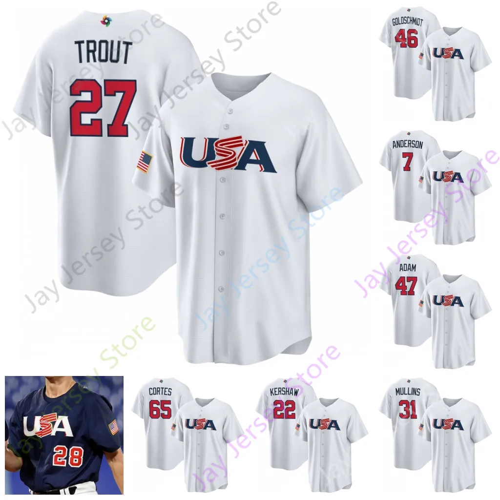 CUSTOM 2023 World Baseball Classic WBC Team USA Jersey Mike Trout Bobby Witt Jr. Nolan Arenado Cortes Clayton Kershaw Realmuto Mookie Betts, 2023 white
CUSTOM 2023 World Baseball Classic WBC Team USA Jersey Mike Trout Bobby Witt Jr. Nolan Arenado Cortes Clayton Kershaw Realmuto Mookie Betts, 2023 white