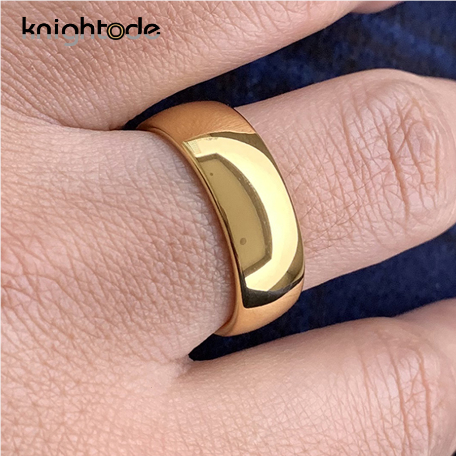 Band Rings Classic Gold Color Wedding Ring Tungsten Carbide Rings Women Men Engagement Ring Gift Jewelry Dome Polished Band Engraving Name 230225