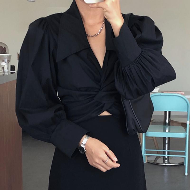 Women's Blouses & Shirts ZCSMLL Korean Turn-dwon Collar White Blouse Cross-knot Waist Casual Two-wear Lantern Long-sleeved Shirt For Women, Black
Women's Blouses & Shirts ZCSMLL Korean Turn-dwon Collar White Blouse Cross-knot Waist Casual Two-wear Lantern Long-sleeved Shirt For Women, Black