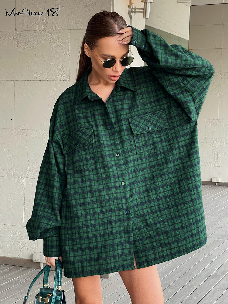 Women's Blouses Shirts Mnealways18 Green Shacket Oversize Women Dropped Shoulder Street Style Plaid Double Pockets Casual Loose Top 230227
Women's Blouses Shirts Mnealways18 Green Shacket Oversize Women Dropped Shoulder Street Style Plaid Double Pockets Casual Loose Top 230227
