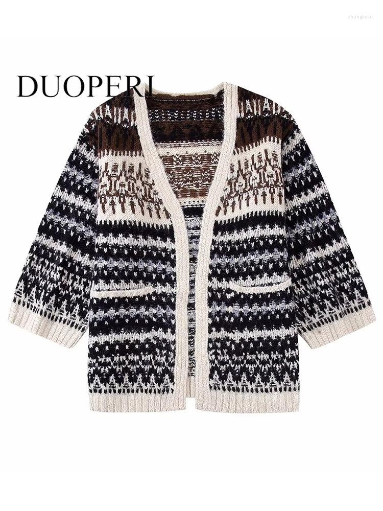 Women' Knits DUOPERI Women Fashion Jacquard Printed Cardigan Sweater Vintage Long Sleeves V-Neck Female Chic Tops Outfits, Print
Women' Knits DUOPERI Women Fashion Jacquard Printed Cardigan Sweater Vintage Long Sleeves V-Neck Female Chic Tops Outfits, Print
