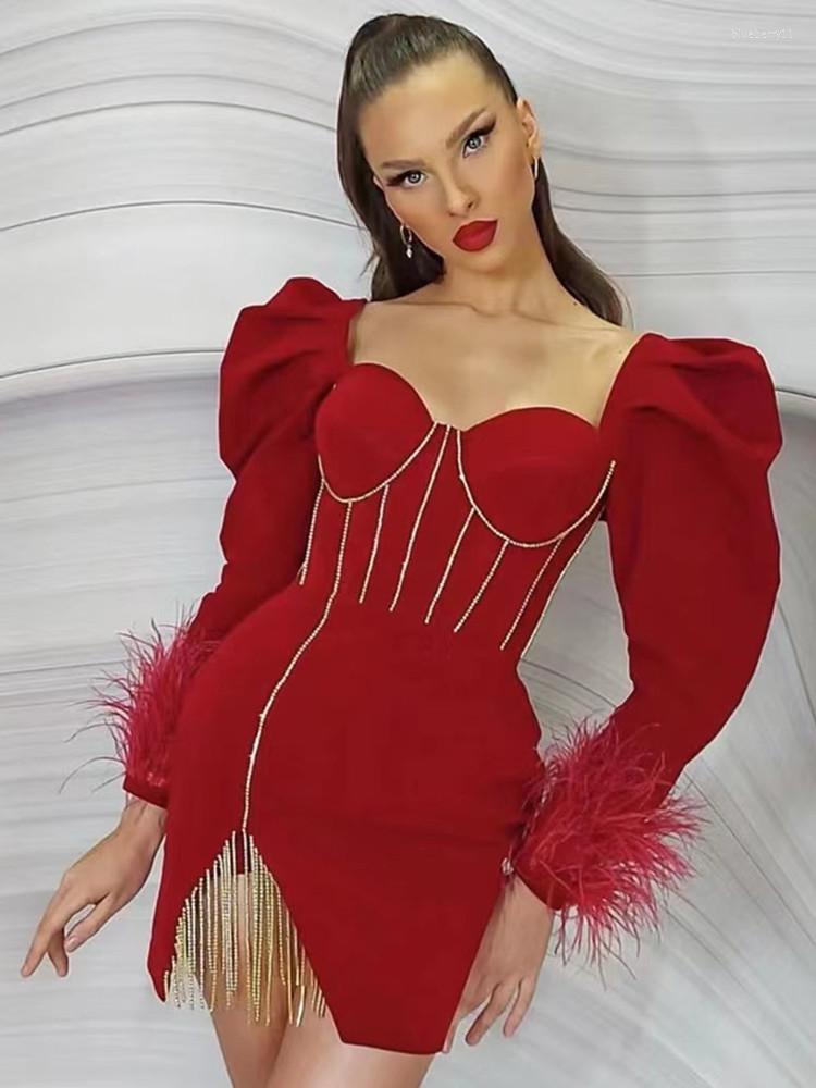Casual Dresses Women Autumn Style Sexy Long Sleeve Crystal Diamonds Tassel Red Mini Bodycon Bandage Dress 2023 Elegant Evening Party
Casual Dresses Women Autumn Style Sexy Long Sleeve Crystal Diamonds Tassel Red Mini Bodycon Bandage Dress 2023 Elegant Evening Party