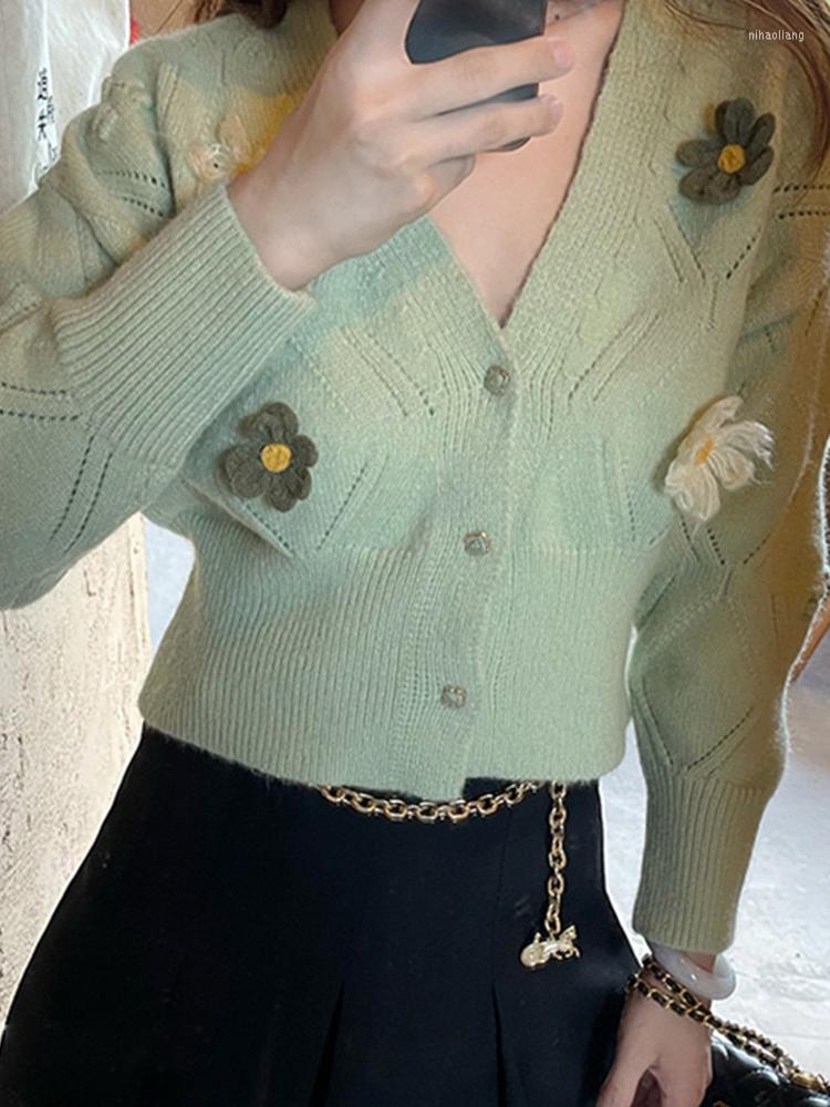 Women' Knits Sweater V Long Sleeve Green Cropped Cardigan 2023 3D Flowers Knitting Jacket Pull Korean Clothing, Army green
Women' Knits Sweater V Long Sleeve Green Cropped Cardigan 2023 3D Flowers Knitting Jacket Pull Korean Clothing, Army green