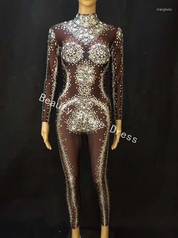 Stage Wear Silver Sparkly Stones Perspective Mesh Bodysuit Long Sleeves Stretch Brown Jumpsuit Party Celebrate Costume Rhinestones Leggings, Black
Stage Wear Silver Sparkly Stones Perspective Mesh Bodysuit Long Sleeves Stretch Brown Jumpsuit Party Celebrate Costume Rhinestones Leggings, Black