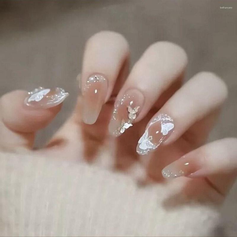 False Nails 24pcs Detachable Fake Nials Press On Crystal Butterfly French Ballerina Long, As show
False Nails 24pcs Detachable Fake Nials Press On Crystal Butterfly French Ballerina Long, As show