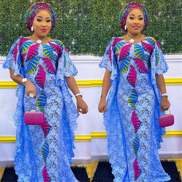 Ethnic Clothing MD Plus Size African Lace Dresses Elegant Women Traditional Dashiki Boubou Wedding Party Hippie Gown Turkey Wears For Ladies 230227