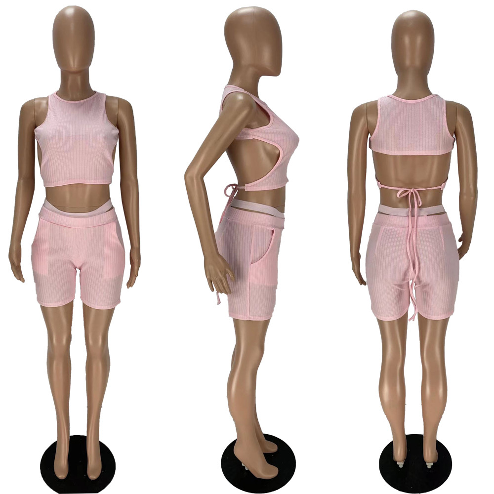 2023 Designer tracksuits Women Bikinis 3 Pieces Sets Sexy Clothes Backless Bandange Top Thong and Shorts 3pcs suits Summer See Through Beach Wear 9350