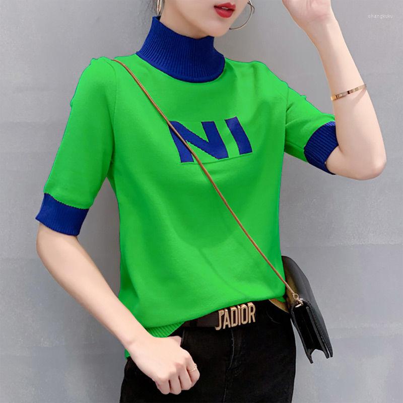 Women's T Shirts Green Knitting High Neck Summer Thin Inns Girl Cloth Women Woman Shirt T- Exposed Navel Outfit T-shirt Knit Tops, Black
Women's T Shirts Green Knitting High Neck Summer Thin Inns Girl Cloth Women Woman Shirt T- Exposed Navel Outfit T-shirt Knit Tops, Black