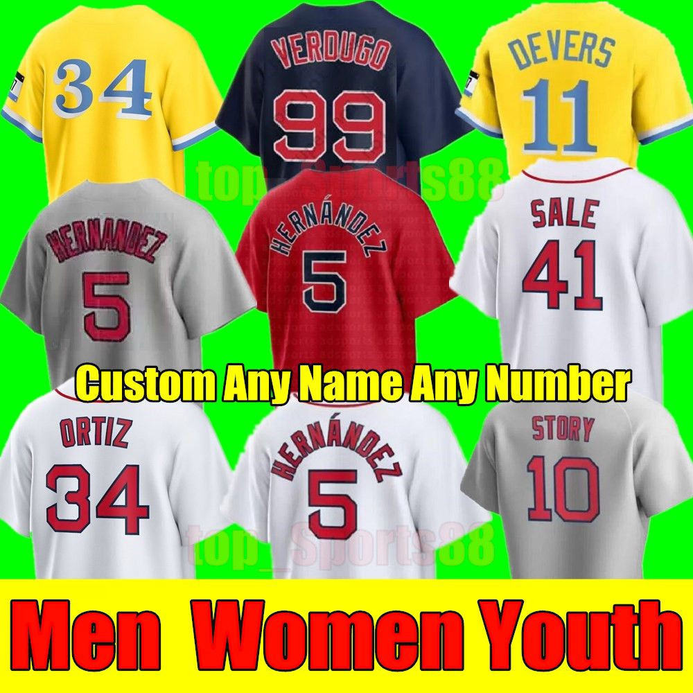 S-4XL 2024 Trevor Story Baseball Jersey 2 Justin Turner Rafael Devers Bostons Yoshida David Ortiz Chris Sale Williams Bobby Dalbec Red Sox Alex Verdugo Men Women Youth