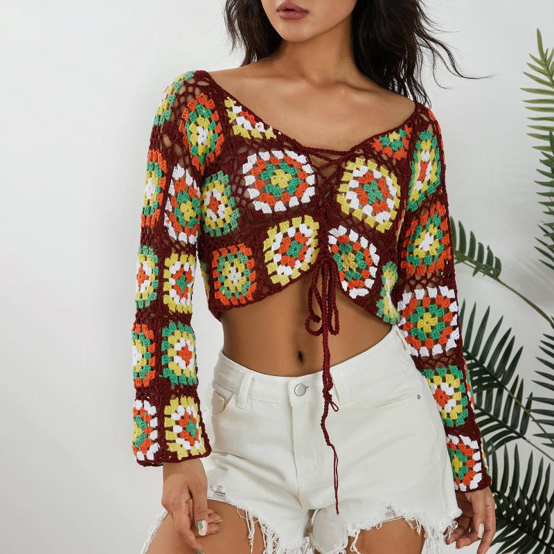 Women's Knits & Tees Women Crochet Crop Tops Ethnic Style Tie-up Hollow Floral Pattern V-neck Long Sleeve CardiganWomen's, Multi
Women's Knits & Tees Women Crochet Crop Tops Ethnic Style Tie-up Hollow Floral Pattern V-neck Long Sleeve CardiganWomen's, Multi
