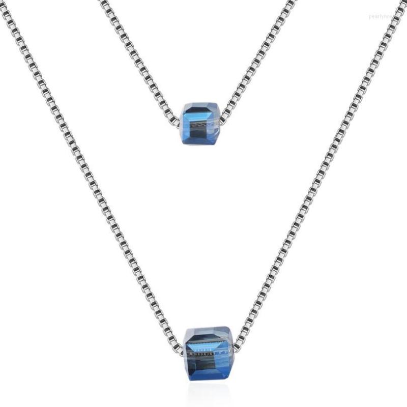 Chains Blue Pink Square Crystal Double Layer Pendant Necklaces For Women Trend Short Clavicle Chain Jewelry SAN175
Chains Blue Pink Square Crystal Double Layer Pendant Necklaces For Women Trend Short Clavicle Chain Jewelry SAN175