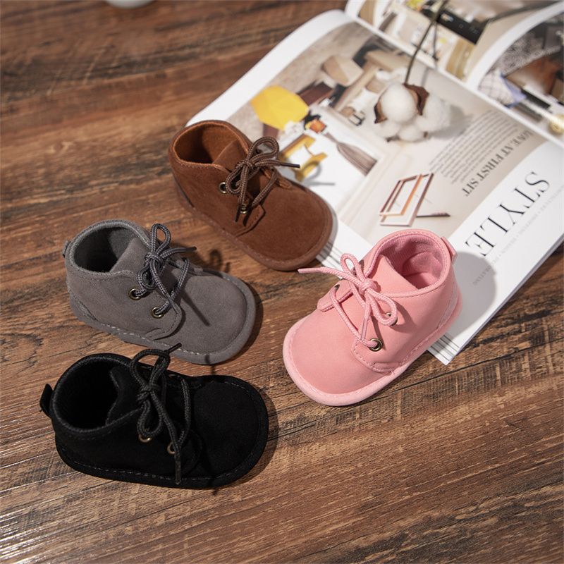 First Walkers Autumn Toddler Infant Shoes Fashion Lace-up Soft Rubber Sole Cotton Non-slip Casual Baby Shoes for Boy Girl Ankle Boots Walkers 230227