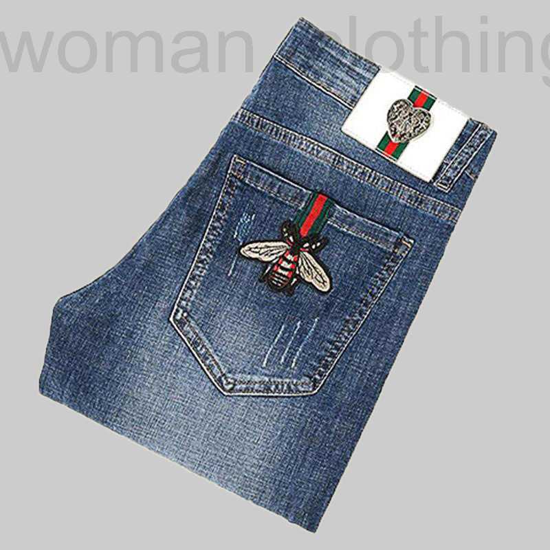 Men's Jeans Designer Chao brand little bee embroidered jeans men's casual slim fit small feet elastic autumn and winter long pants men 3032