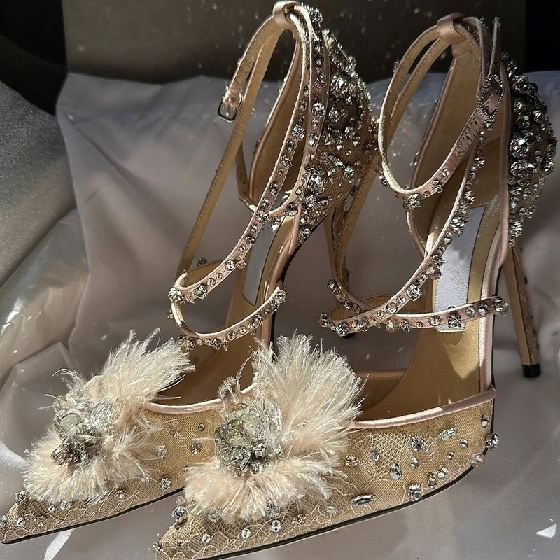 Dress Shoes Sexy Mesh Feather High Heels Ankle Strap Pump Pointed Toe Buckle Summer Sandals Ladies Crystal Sweety 230225, Khaki
Dress Shoes Sexy Mesh Feather High Heels Ankle Strap Pump Pointed Toe Buckle Summer Sandals Ladies Crystal Sweety 230225, Khaki