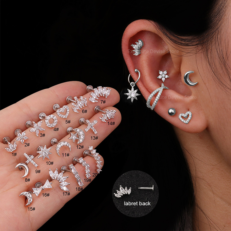 New 1Pc Silver Color Stainless Steel Ear Cartilage Helix Screw Back Earring Stud Cz Tragus Rook Conch Piercing Jewelry
New 1Pc Silver Color Stainless Steel Ear Cartilage Helix Screw Back Earring Stud Cz Tragus Rook Conch Piercing Jewelry
