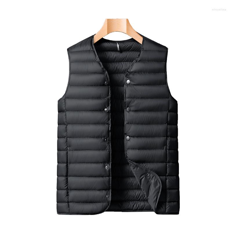 Men's Down Pure Color Single-Breasted Men Winter Vest Coat Large Size 6XL 7XL 8XL Waistcoat Jacket 80% White Duck FLUFFY 600, Black 
Men's Down Pure Color Single-Breasted Men Winter Vest Coat Large Size 6XL 7XL 8XL Waistcoat Jacket 80% White Duck FLUFFY 600, Black