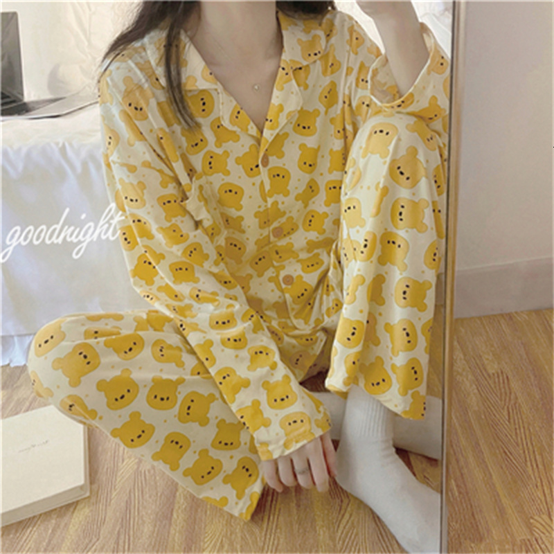 Women's Sleepwear Autumn Pajamas Set Casual Sleepwear For Women Elastic Print Pyjama Women's Fashion Sweet Plaid Homewear Clothes Big Size 2