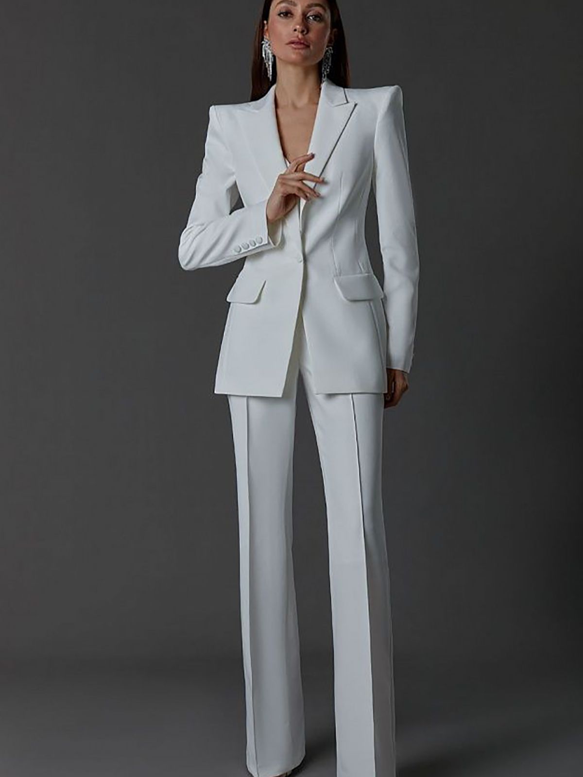 2026 Elegant Mother Of The Bride Suits Slim Fit White Wedding Party Gowns Prom Party Blazer Women Formal Pants Jacket Outfit One Button Modern Groom M