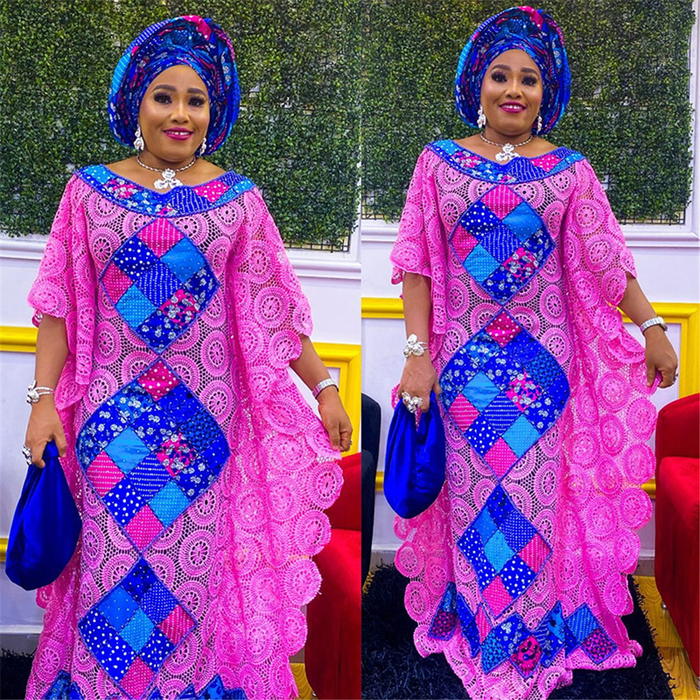 Ethnic Clothing MD Plus Size African Lace Dresses Elegant Women Traditional Dashiki Boubou Wedding Party Hippie Gown Turkey Wears For Ladies 230227