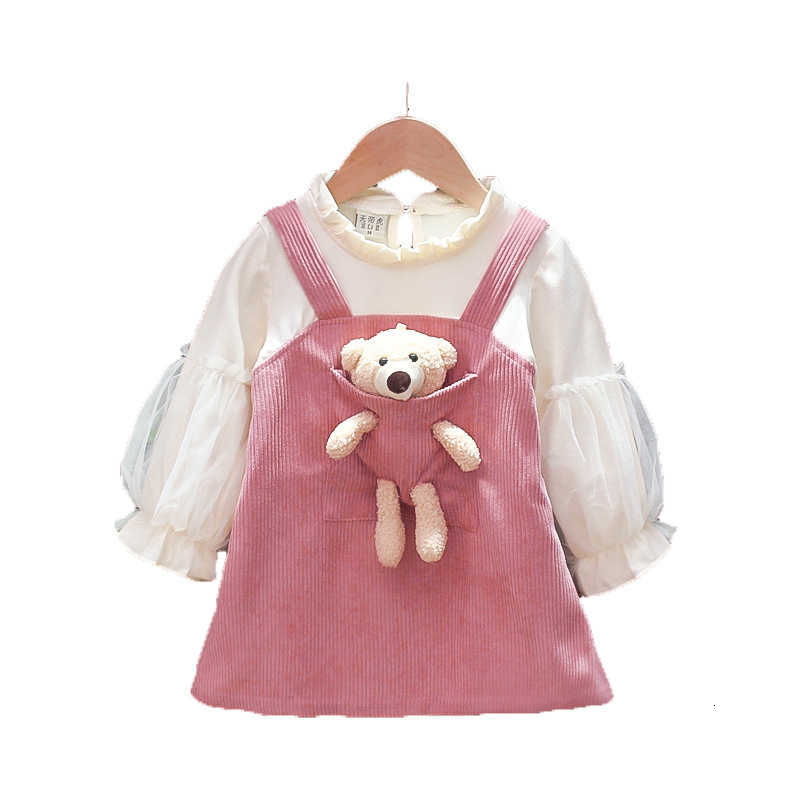 Chil1en's Skirt Autumn Princess Skirt Girls' Autumn 1ess Foreign Style Fake 2 Pieces of 3-year-old Baby Spring and Autumn Chil1en's Wear, Pocket rabbit bean paste