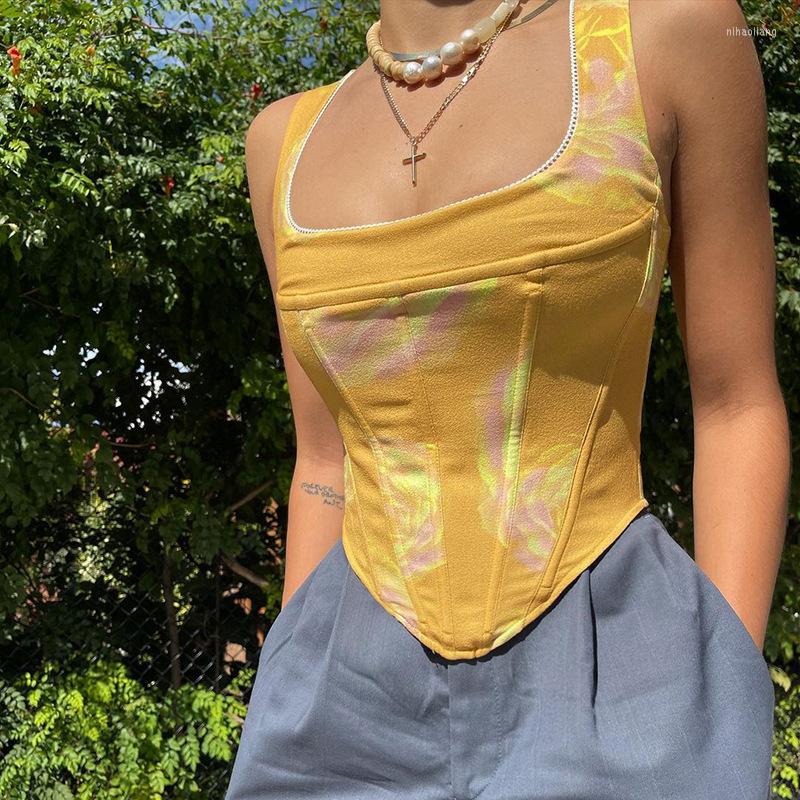 Women' Tanks Chic Women Skinny Corset Top Floral Print Sleeveless Slim Fit Crop Bustiers Y2K Vintage Tank Vest 2023 Summer Fashion, Yellow
Women' Tanks Chic Women Skinny Corset Top Floral Print Sleeveless Slim Fit Crop Bustiers Y2K Vintage Tank Vest 2023 Summer Fashion, Yellow