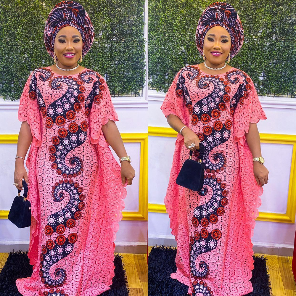Ethnic Clothing MD Plus Size African Lace Dresses Elegant Women Traditional Dashiki Boubou Wedding Party Hippie Gown Turkey Wears For Ladies 230227