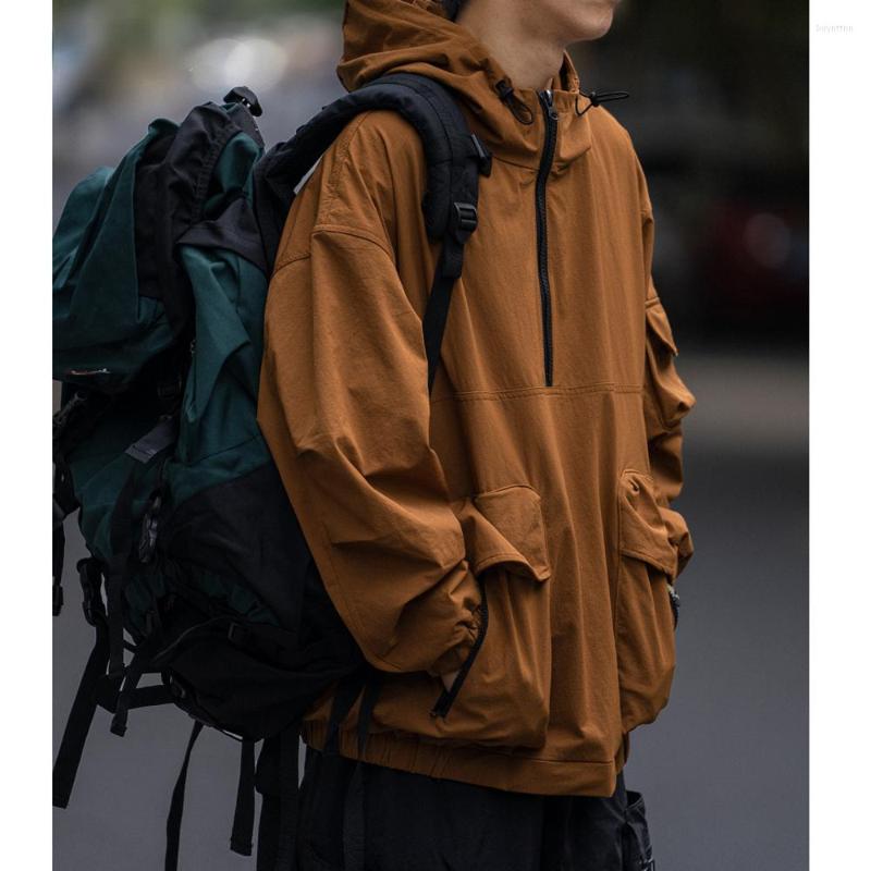 Men' Jackets Japanese Trend Half Zipper Pullover Jacket Men Clothing Autumn Loose Multi-Pocket Outdoor Mountaineering Hoodie Harajuku Coats, Orange
Men' Jackets Japanese Trend Half Zipper Pullover Jacket Men Clothing Autumn Loose Multi-Pocket Outdoor Mountaineering Hoodie Harajuku Coats, Orange