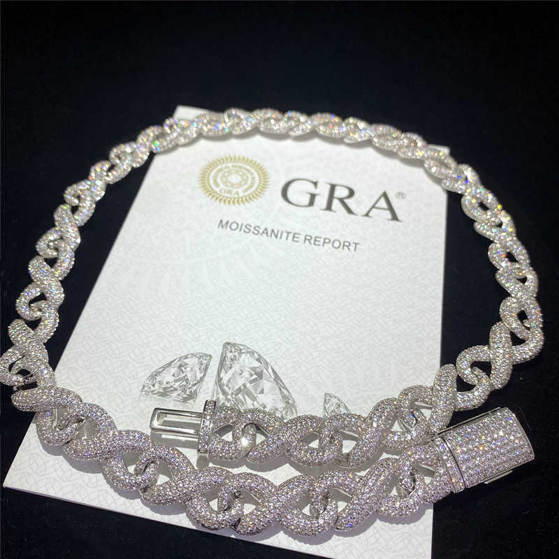 Necklace moissanite chain cuban link chainFull Iced Out Classic Box Clasp Moissanite Hip Hop Men Jewelry Cuban Necklace Diamond Chain