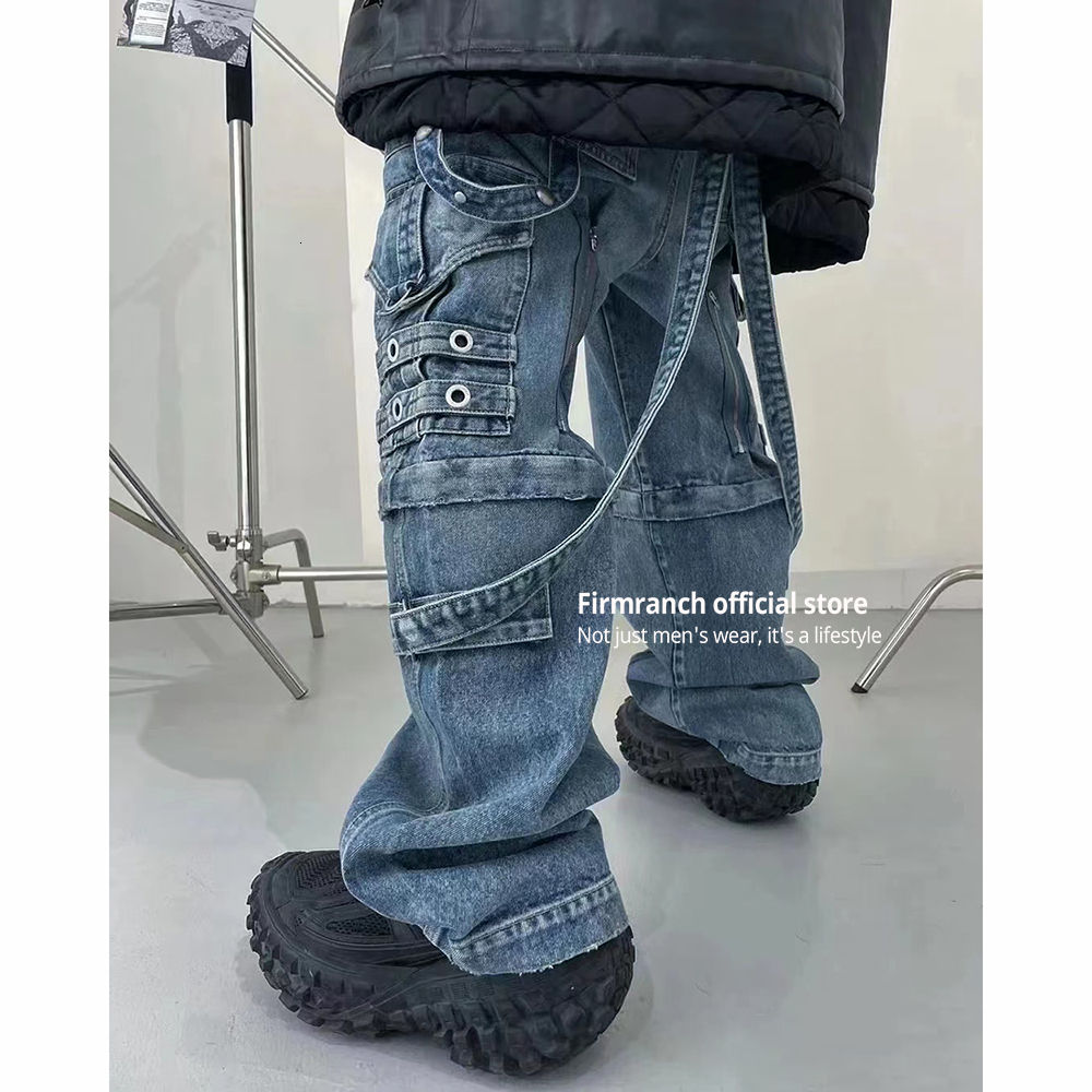 Men's Jeans Firmranch Double Wear Raver Multiple Pockets Lace up For Men Women Oversized Wash Old Baggy Denim Pants High Quality 230225, Black
Men's Jeans Firmranch Double Wear Raver Multiple Pockets Lace up For Men Women Oversized Wash Old Baggy Denim Pants High Quality 230225, Black