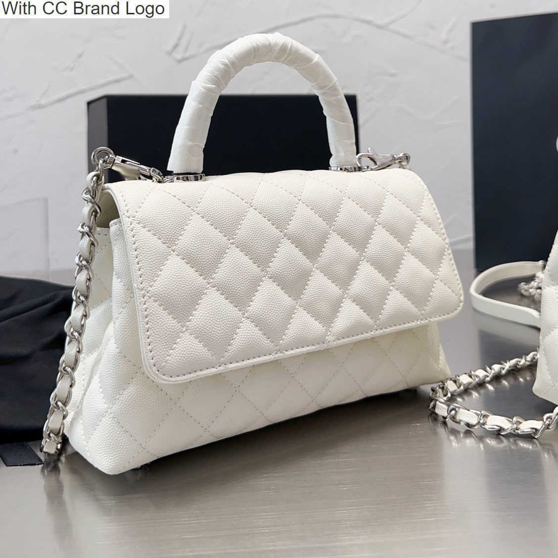 CC Brand Totes Mini Co Handle Caviar Totes Bag Black White Calfskin Quilted Silver Metal Hardware Leather Chain Classic Crossbody Purses Designer Multi Pochette, Box
CC Brand Totes Mini Co Handle Caviar Totes Bag Black White Calfskin Quilted Silver Metal Hardware Leather Chain Classic Crossbody Purses Designer Multi Pochette, Box
