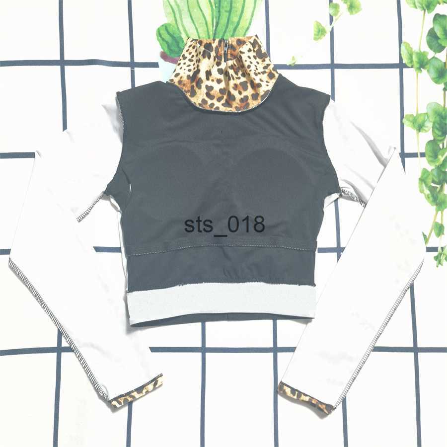 Swim wear Cheetah Swim Wear Women's Two Piece Pants Tracksuits Yoga Suits Leopard Black Print Long Sleeves Waist Slim Leggings Sport Suit T230228