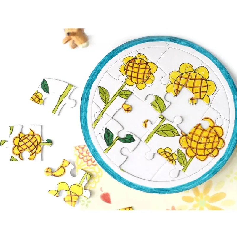 Sublimation Blanks Jigsaw Puzzles for Toddlers for Kids Ages 2 3 4 5 Preschool Educational Paper cardboard Puzzles Learning Travel Toys for Boys and G