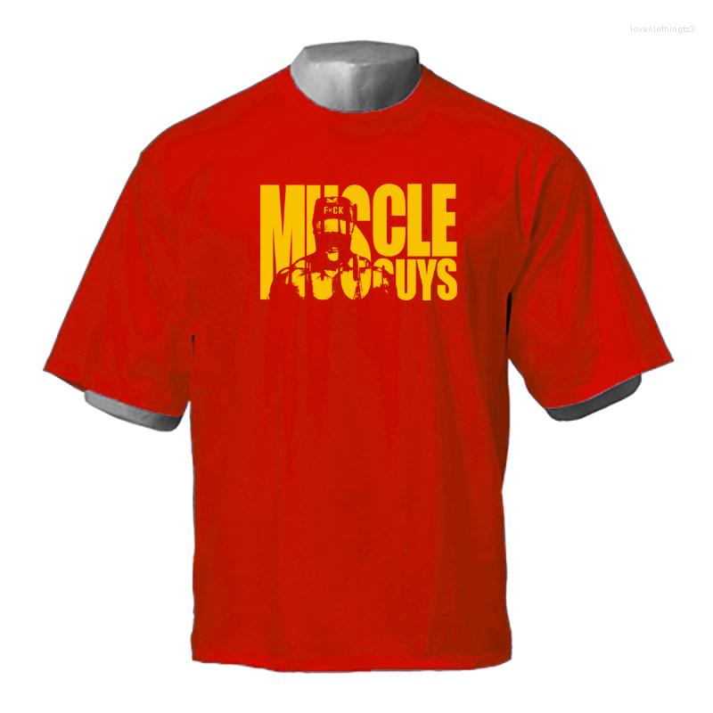 Men's Red Short Sleeve T-Shirt - Loose Fit, Summer Workout, Gym Clothes, Breathable Broadcloth, Casual Streetwear