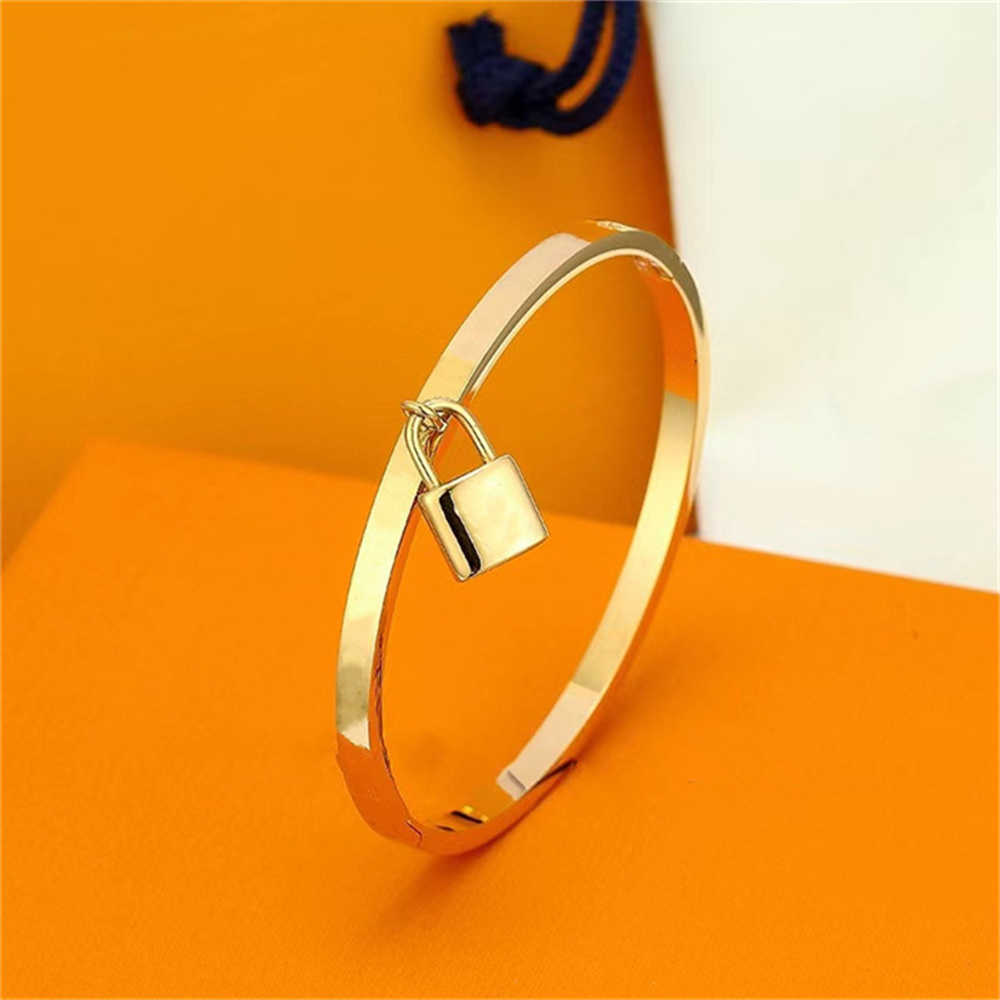 Real Gold Bangles engraved Pulseras Classic fashion charm silver braclets partner armband bracelet initial bracelets bangle luxury elegant jewelery Gift