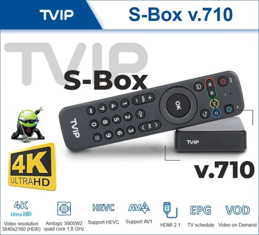 New TVIP V710 Smart Set Top TV Box 4K HD Android 11.0 Amlogic S905W2 H.265 Better Than Tvip 530 Box
New TVIP V710 Smart Set Top TV Box 4K HD Android 11.0 Amlogic S905W2 H.265 Better Than Tvip 530 Box