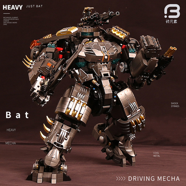 MOC League Heavy Bat Mecha Robot Building Blocks Difficulty Destroyer Fenrir Armor Super Heroes Batmach Assembly Children Christmas Gifts Boys Toys K8