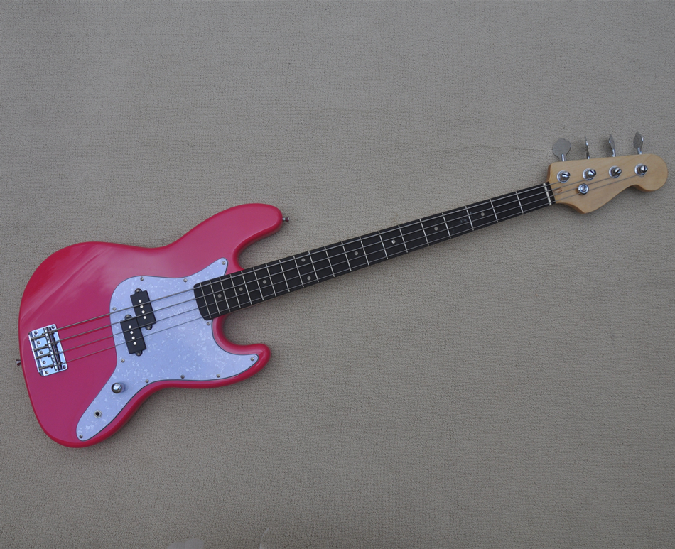 4 Strings Glossy Body Electric Bass Guitar with Rosewood Fingerboard White Pearl Pickguard Can be customized