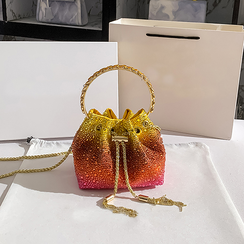 Bags Handle Rhies Evening Purses And Handbag Shoulder Shiny Crystal dh1100029076 hot Clutch Purse Bucket Bag 230228